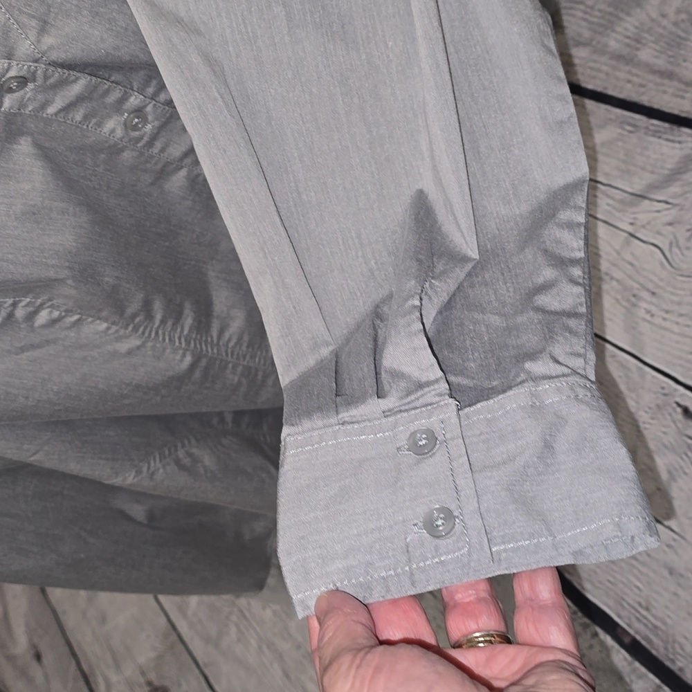 Fashion Bug Button-down Gray Shirt, 3X - Picture 7 of 10